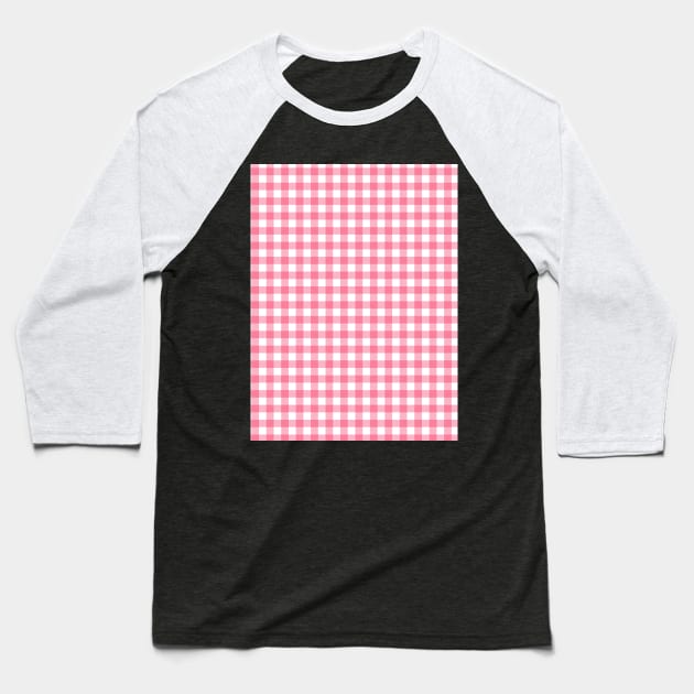 Pink White Checkered Baseball T-Shirt by mareescatharsis